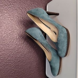 Jade Forrest Green suede Cole Haan platform heels